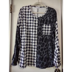 Nuggles houndstooth leopard top